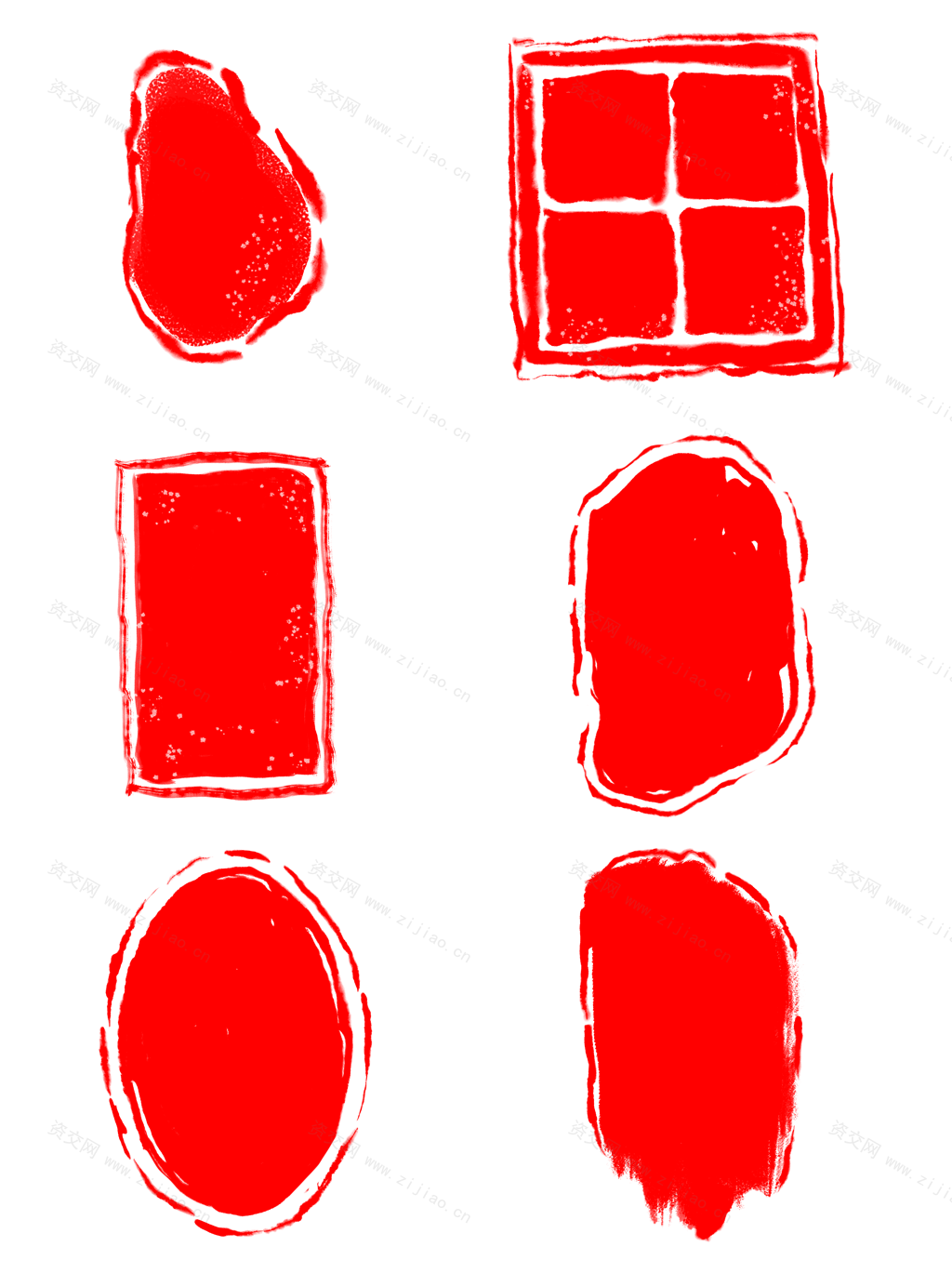 中国风红色古代印章边框元素