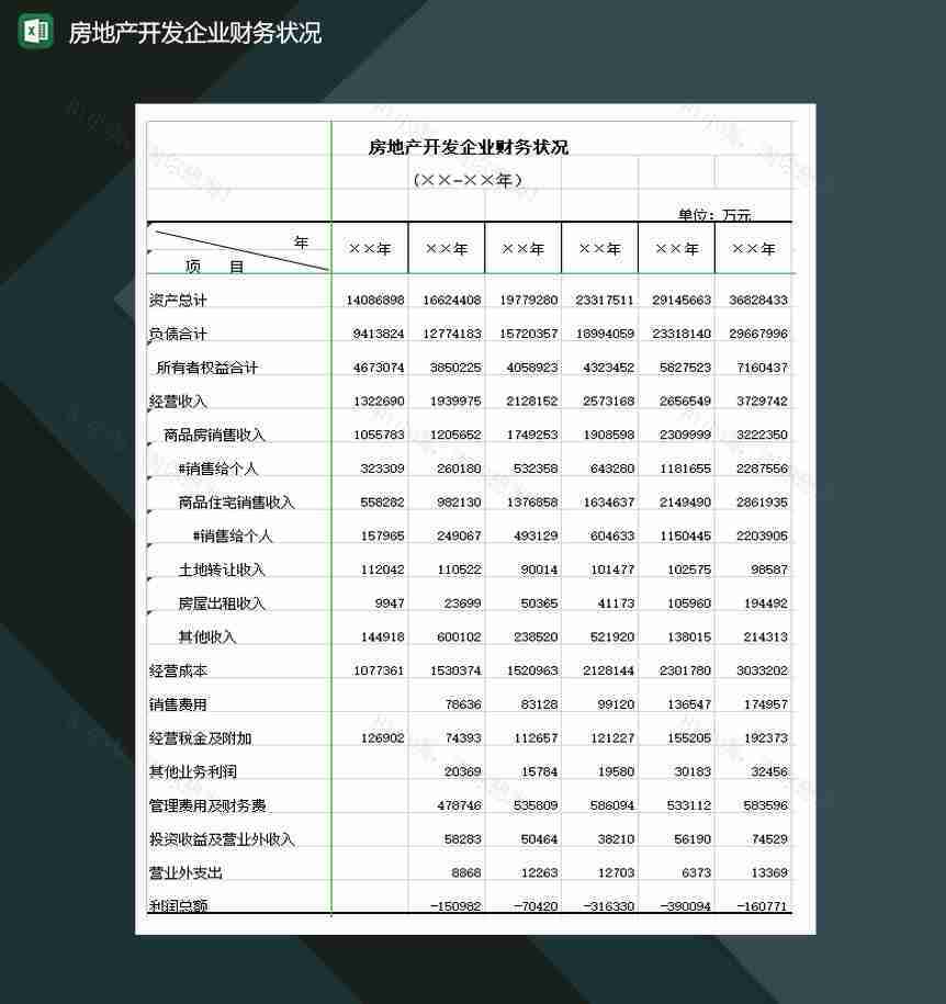 房地产开发企业财务状况Excel模板-1