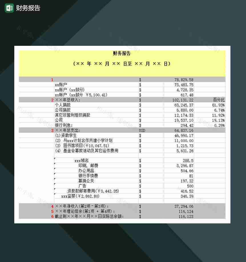 财务报告Excel模板-1