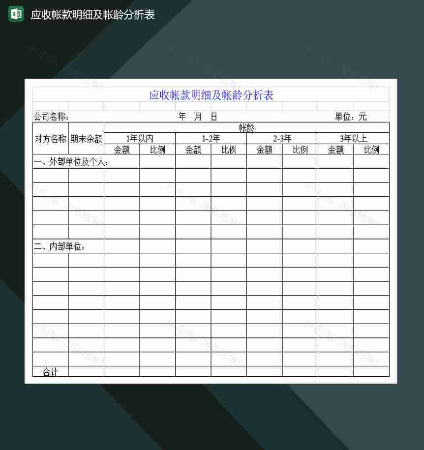 应收帐款明细及帐龄分析表Excel模板-1