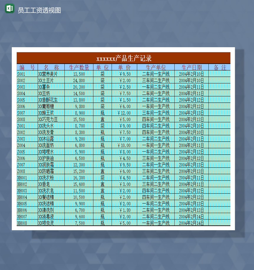 员工工资明细透视分析图表报表Excel模板