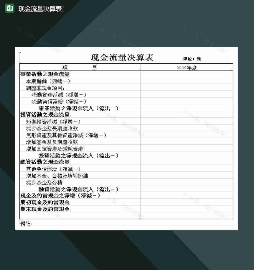 重点高等学校现金流量决算表Excel模板-1