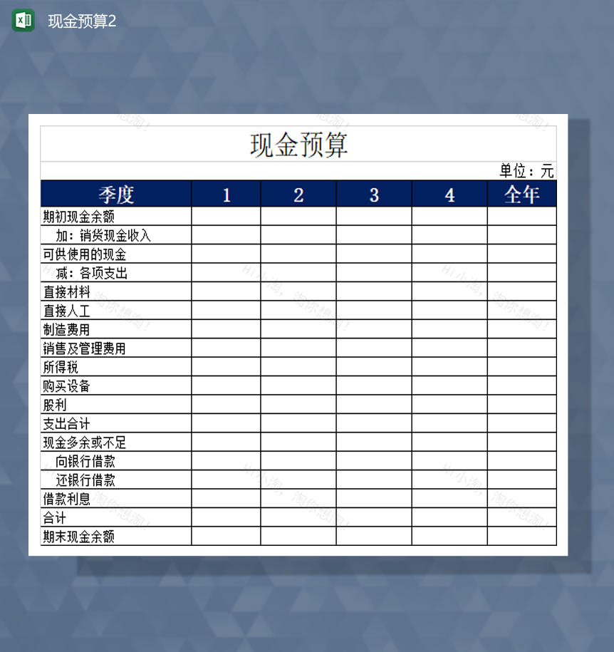 公司管理费用年度财务报表财务预算Excel模板-1