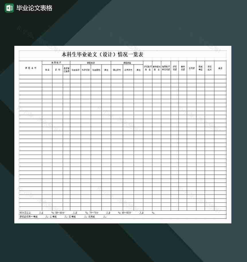 毕业论文通用表格Excel模板-1