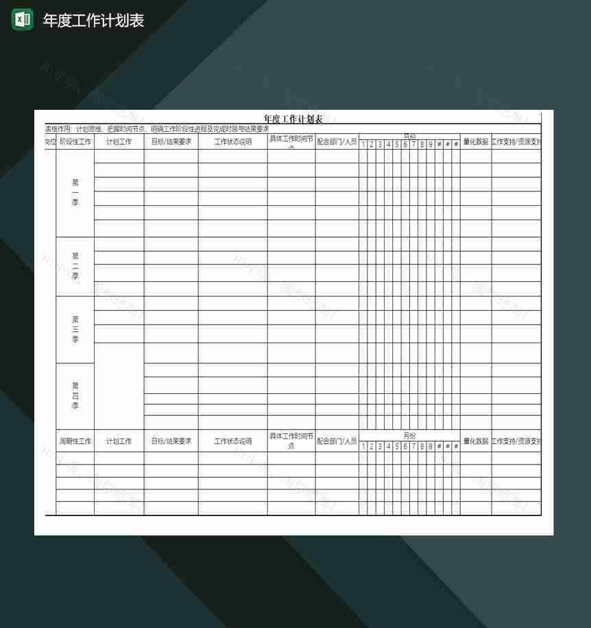 年度重点工作计划规划表excel模板-1