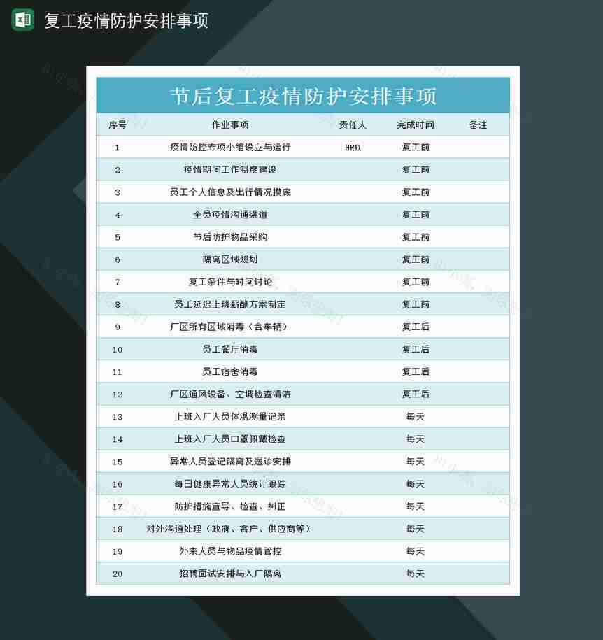 简约节后复工疫情防护安排事项登记表-1