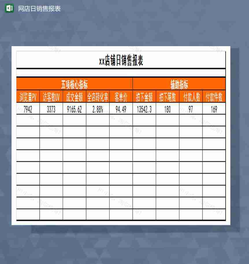 网店日销售报表Excel模板-1