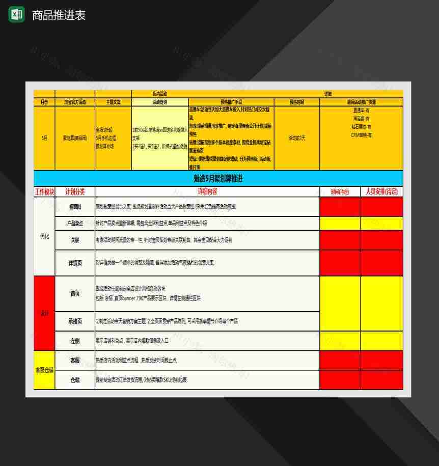 商品团推进表Excel模板-1