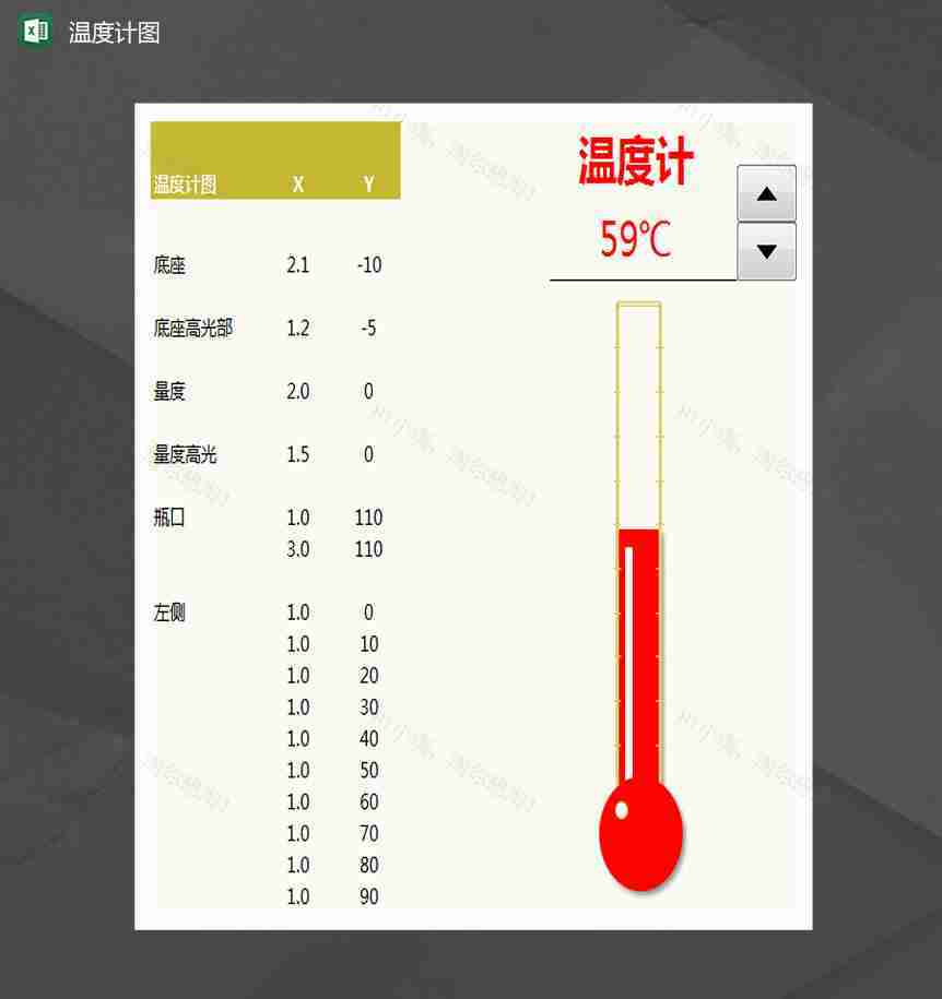 动态温度计图Excel模板-1