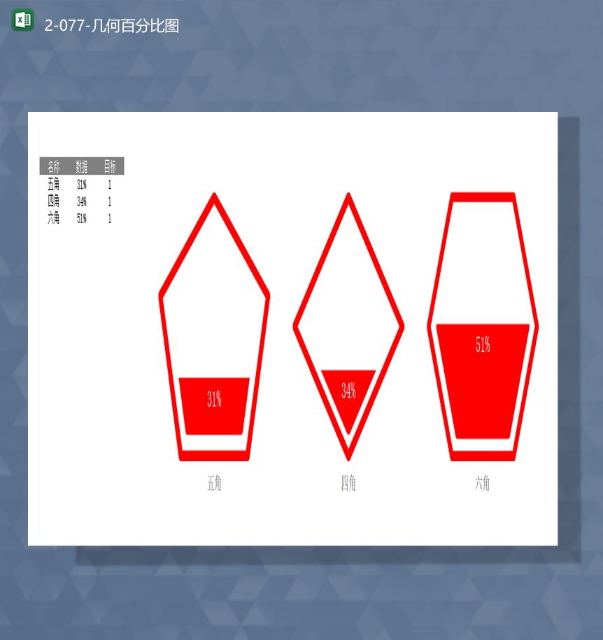 2020年数据对比通用报表几何百分比图Excel模板