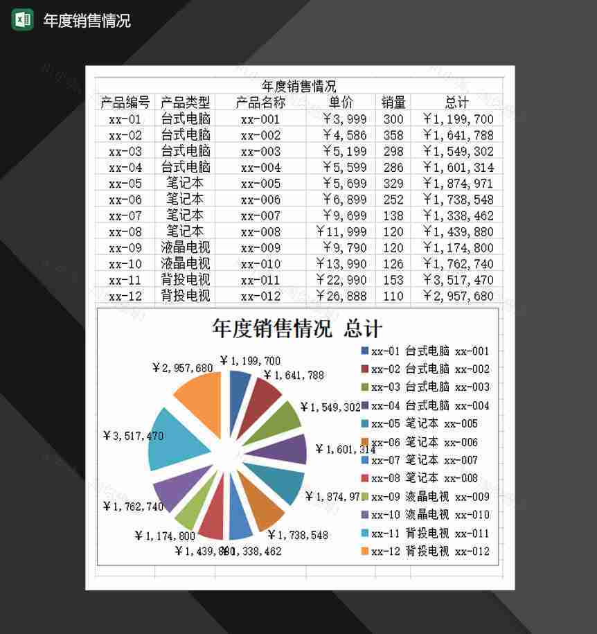 2020公司产品销售详情报表Excel模板-1