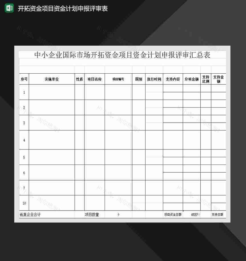 开拓资金项目资金计划申报评审表Excel模板-1