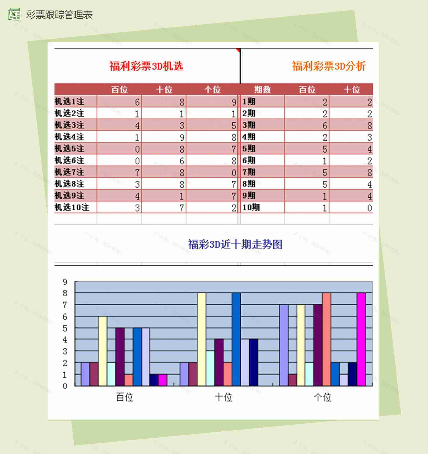 3款彩票跟踪管理表excel模板-1