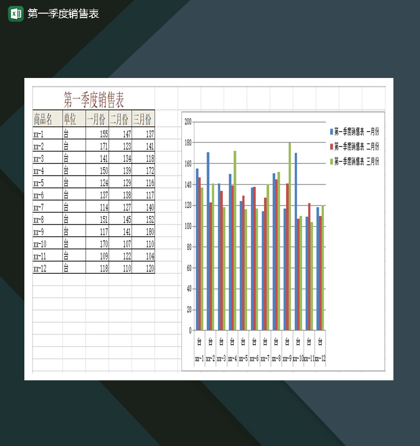 第一季度销售表季度汇总表Excel模板