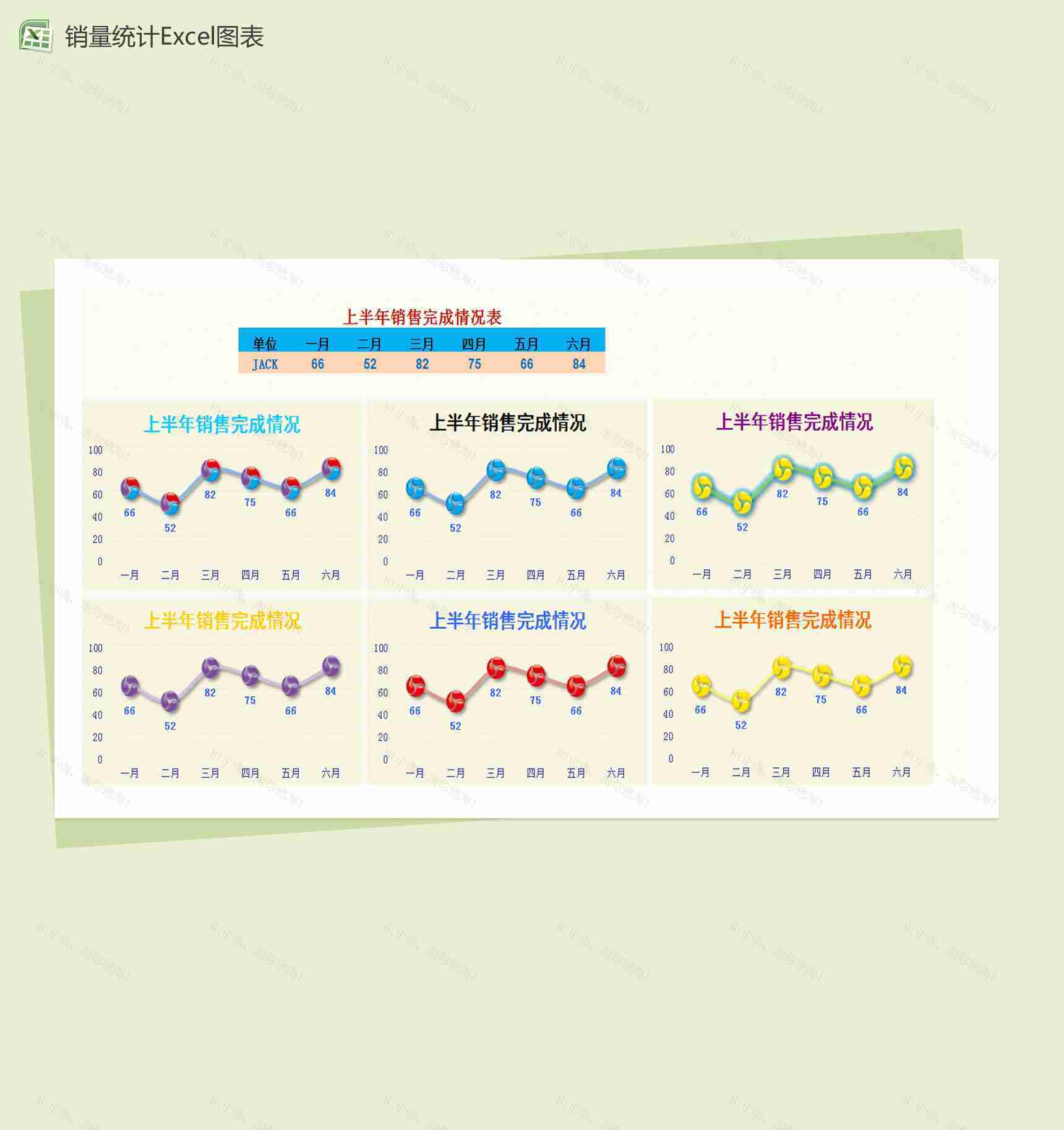 年度销售报表Excel图表模板-1