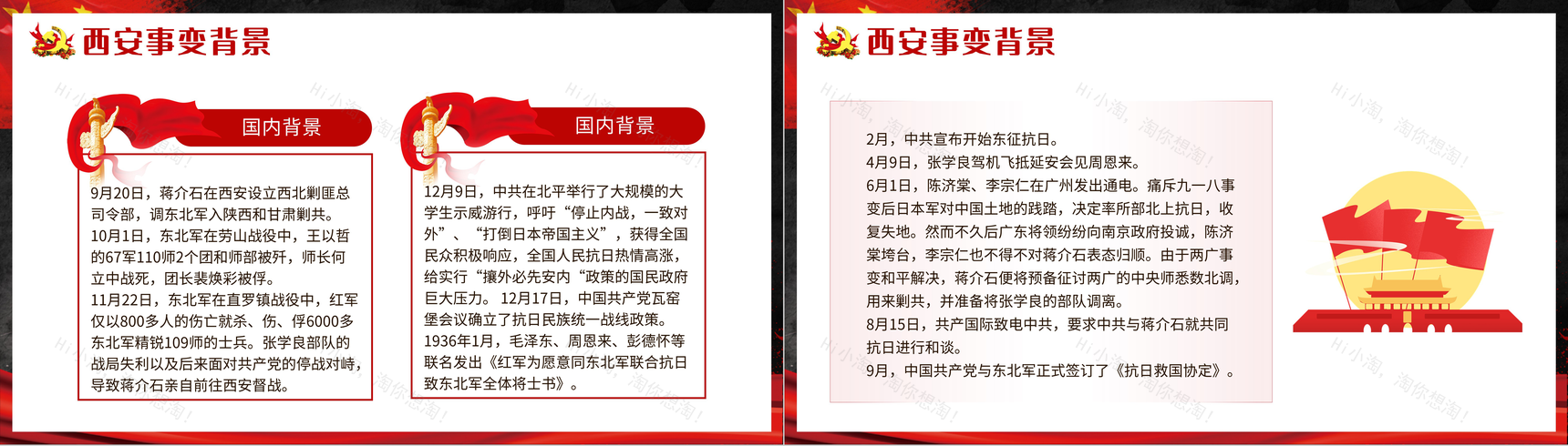 黑色党政风纪念西安事变爱国教育PPT模板-9