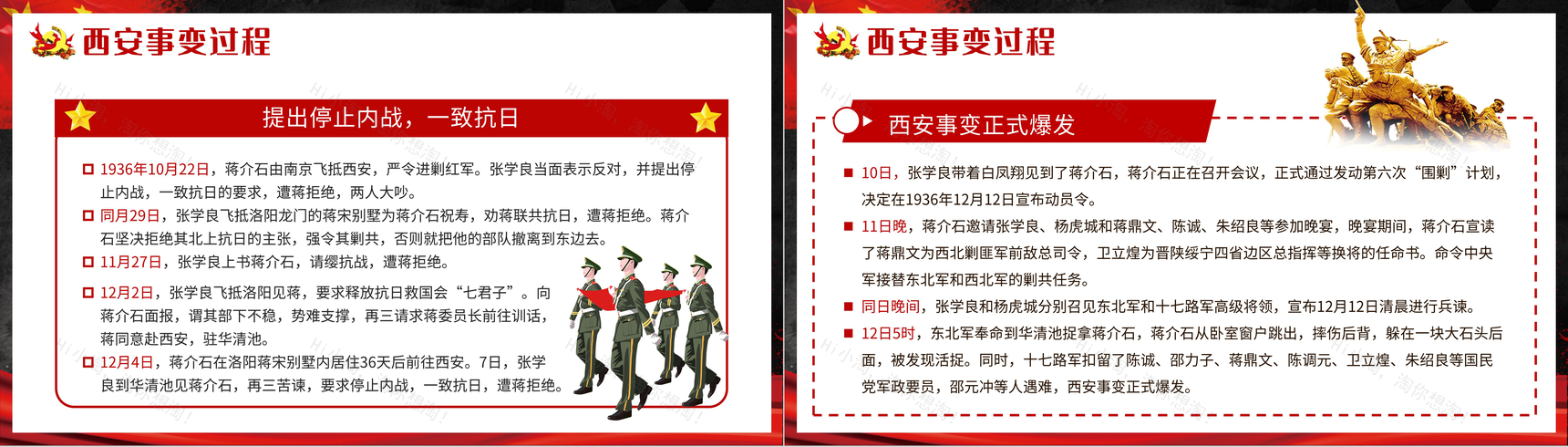 黑色党政风纪念西安事变爱国教育PPT模板-3