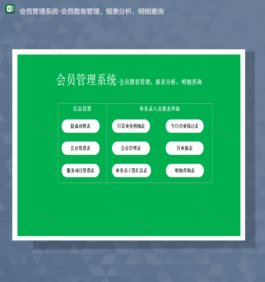 会员管理系统会员散客管理报表分析明细查询Excel模板-1