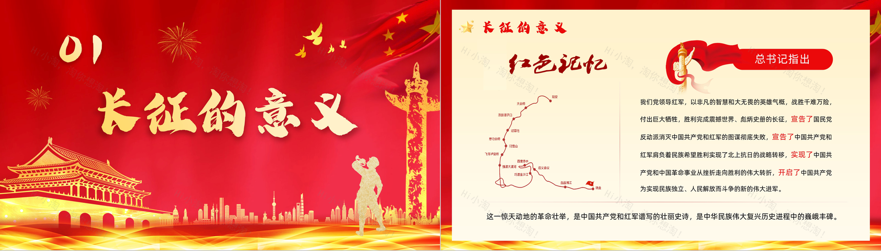 长征精神永放光芒庆祝长征胜利纪念党员爱国爱党专题讲座PPT模板-3