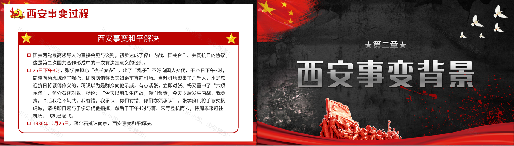 黑色党政风纪念西安事变爱国教育PPT模板-7