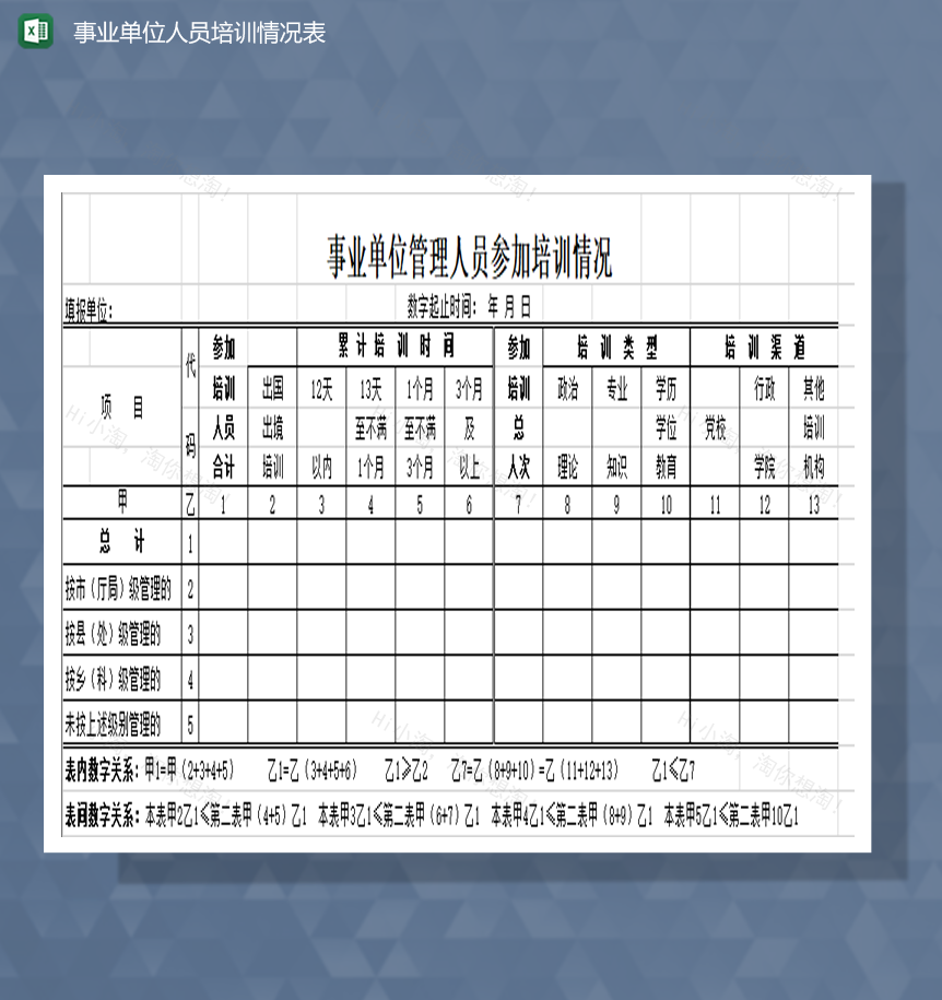 事业单位人员培训情况表Excel模板-1
