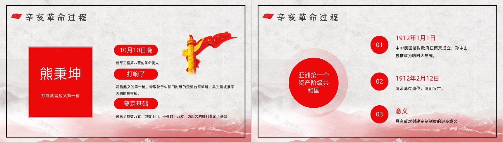 10月10日辛亥革命110周年纪念日活动宣传学校教育培训PPT模板-6