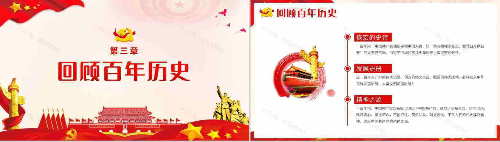 党政风庆祝中国共产党成立一百周年大会的总要讲话PPT模板-7