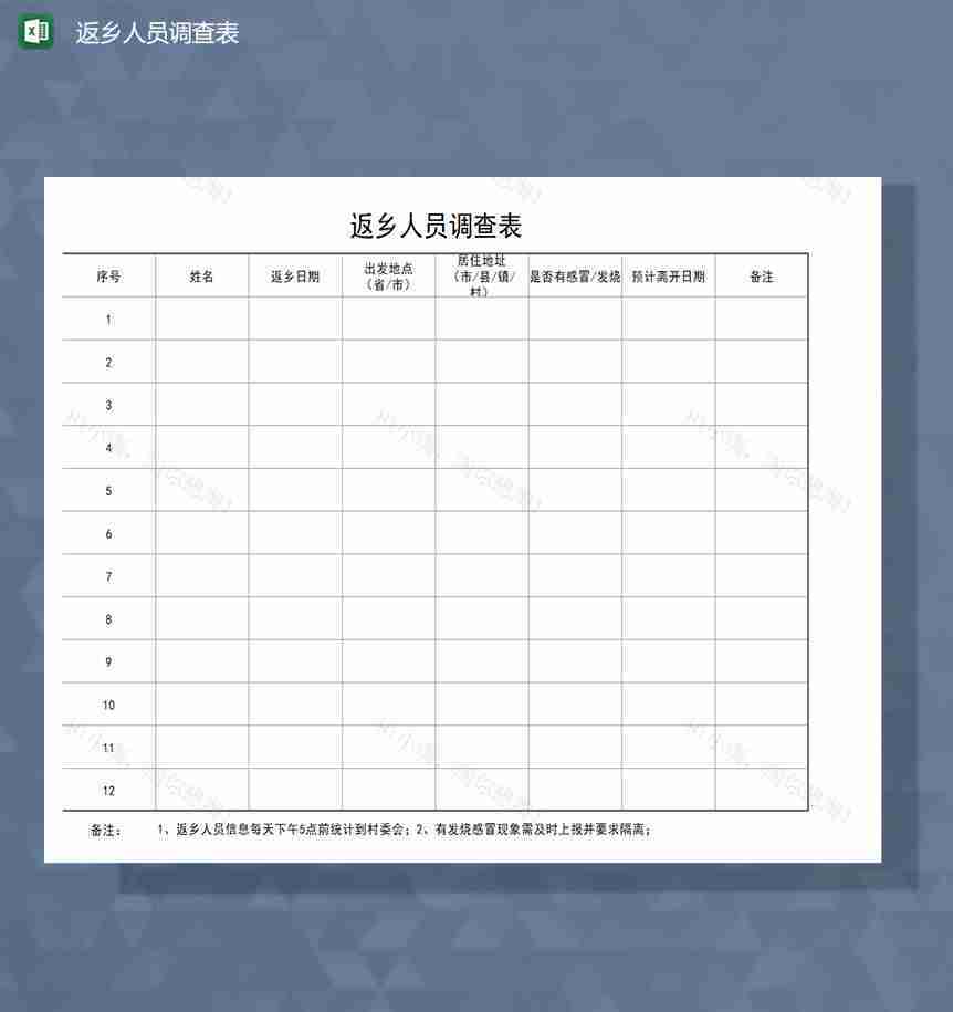 务工人员返乡调查Excel模板-1