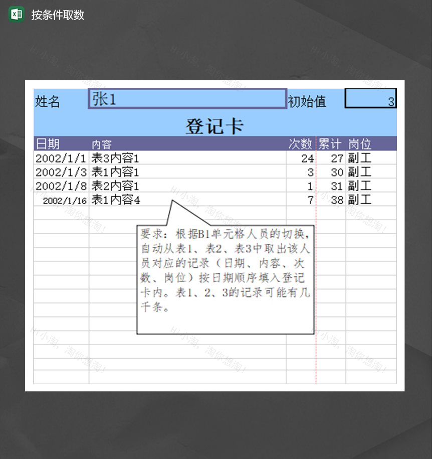 公司部门岗位数据统计详情表按条件取数Excel模板-1