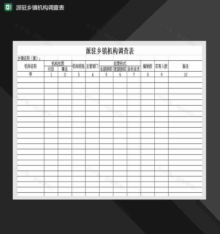 派驻乡镇机构调查表Excel模板-1