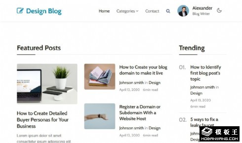 创意设计作品BLOG响应式网页模板
