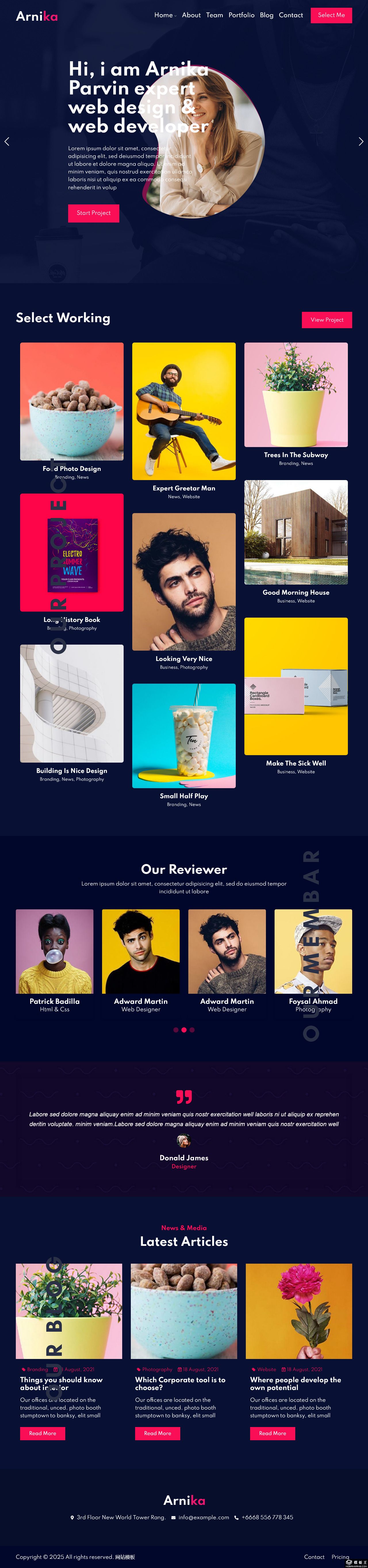 个人作品集与博客展示网站模板-PC预览