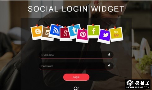 社交登录表单响应式网页模板