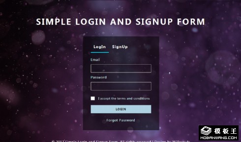 幻紫登录注册框网页模板