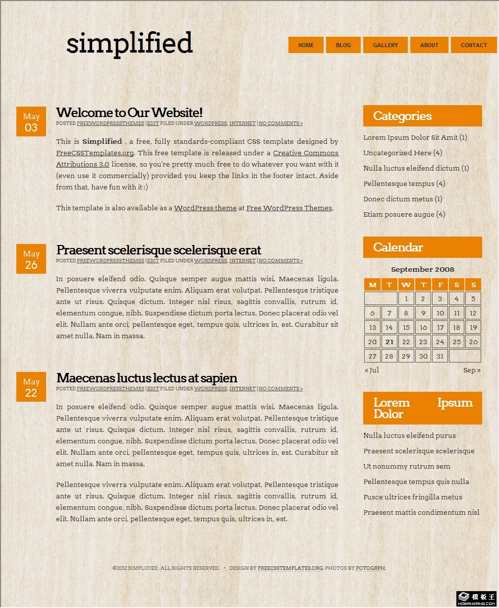 木纹背景简单信息网页模板