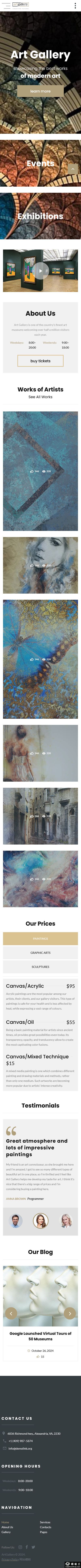 卓越现代艺术画廊网站模板-手机预览