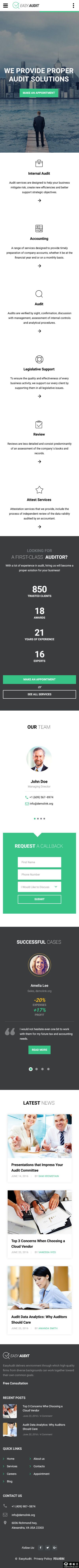 审计会计服务专属网站模板-手机预览