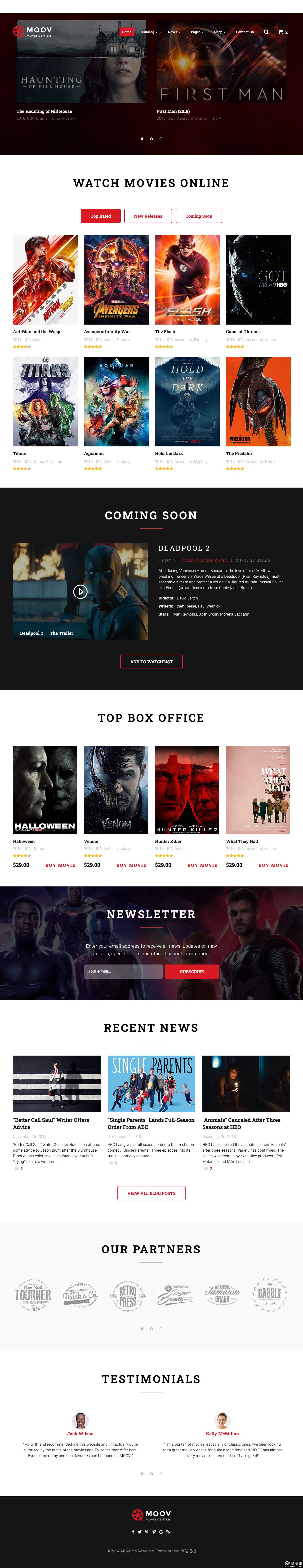 在线电影中心精品网站模板-PC预览