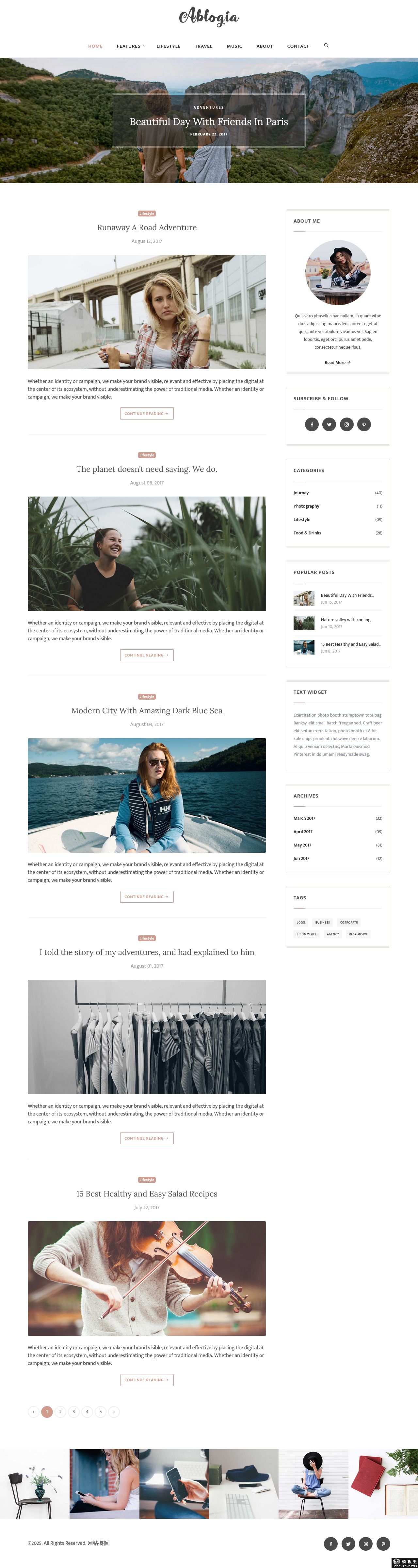 生活日常博客网站模板-PC预览