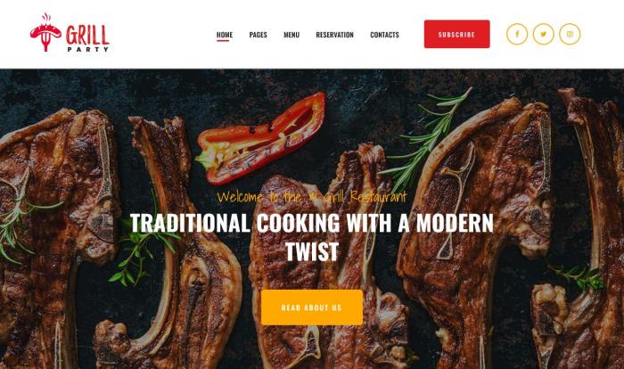 高端烧烤牛排餐厅网站模板