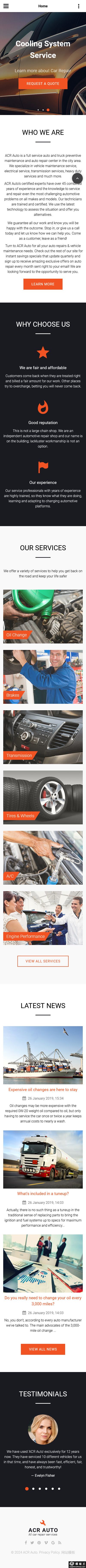 品质汽车修理保养服务网站模板-手机预览