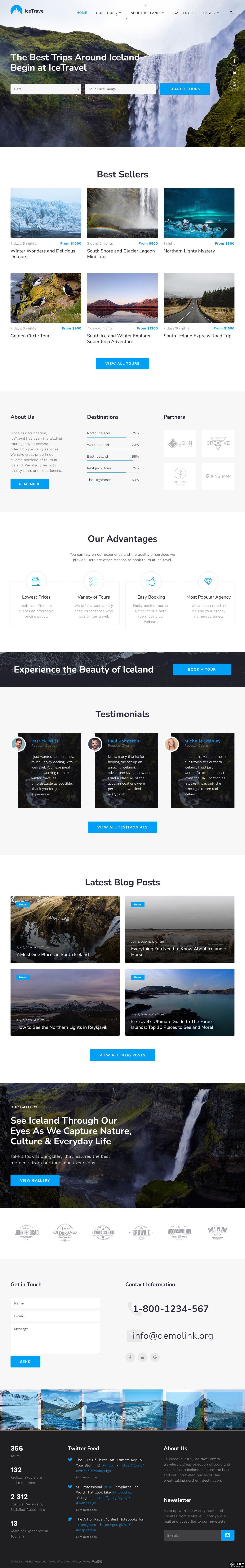 冬季全景探索之旅网站模板-PC预览
