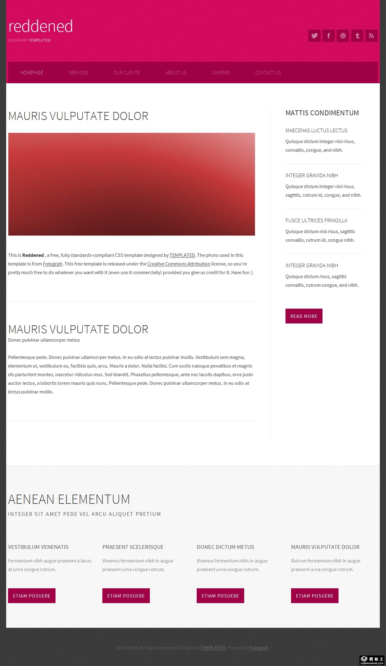 紫红二列信息网页模板