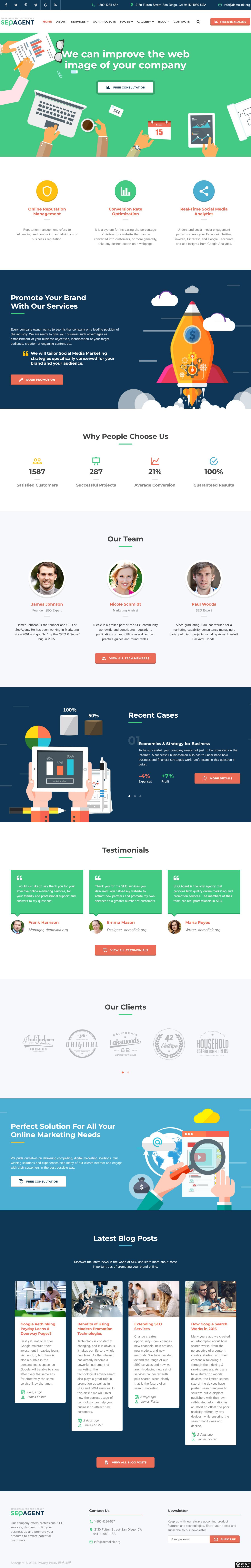 全能SEO数字营销公司网站模板-PC预览