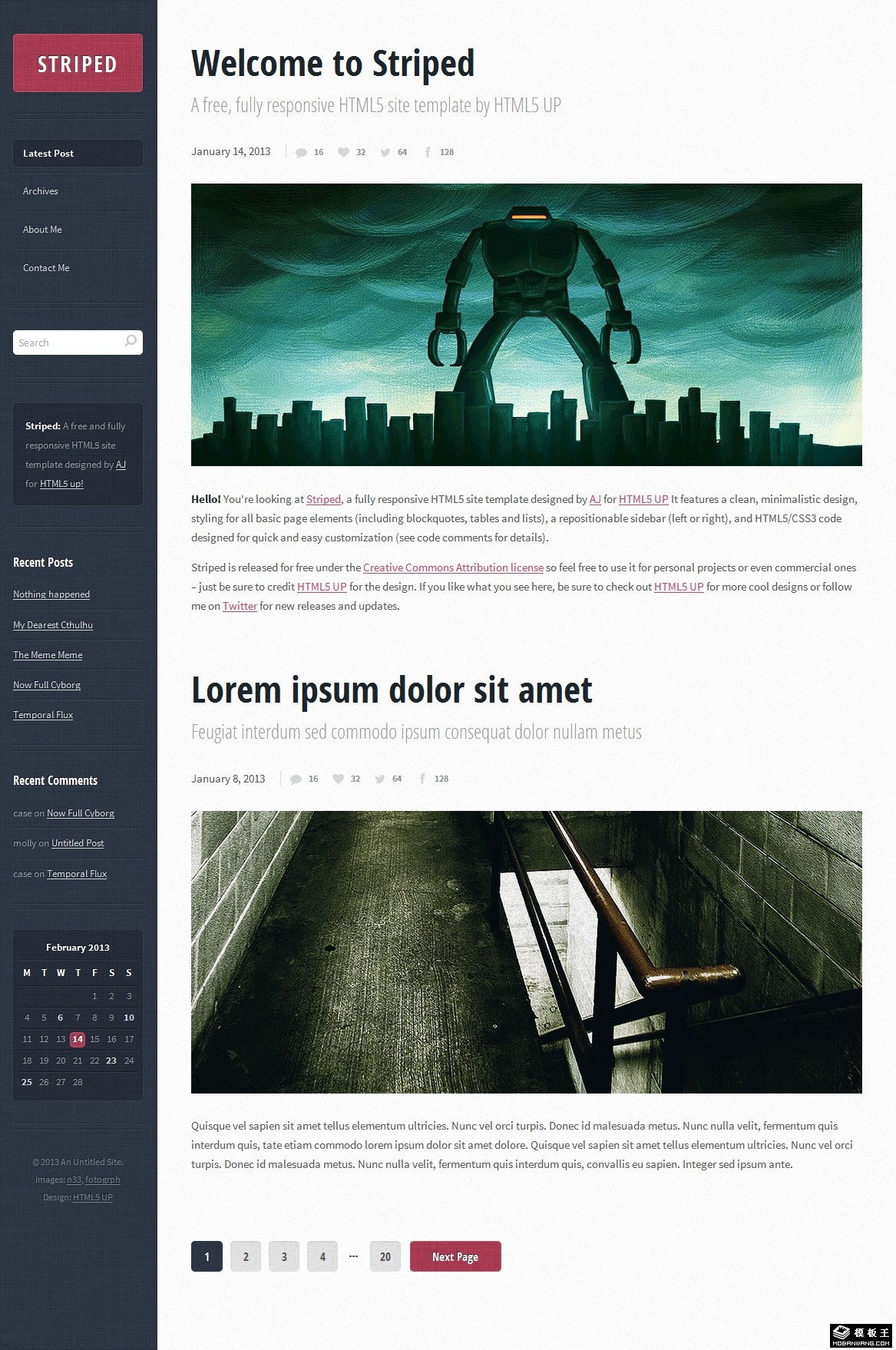 二列响应式BLOG网页模板