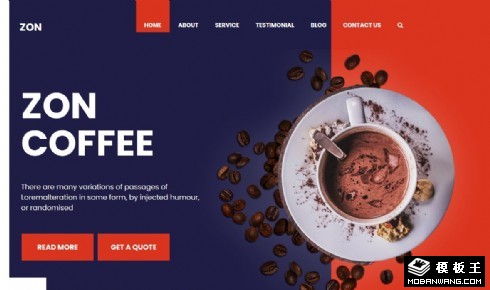 藏蓝咖啡馆响应式网页模板