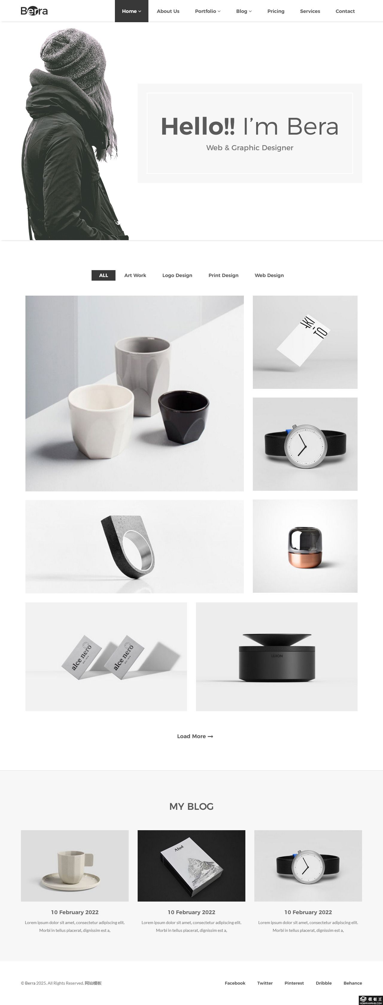 极简个人设计师展示网站模板-PC预览