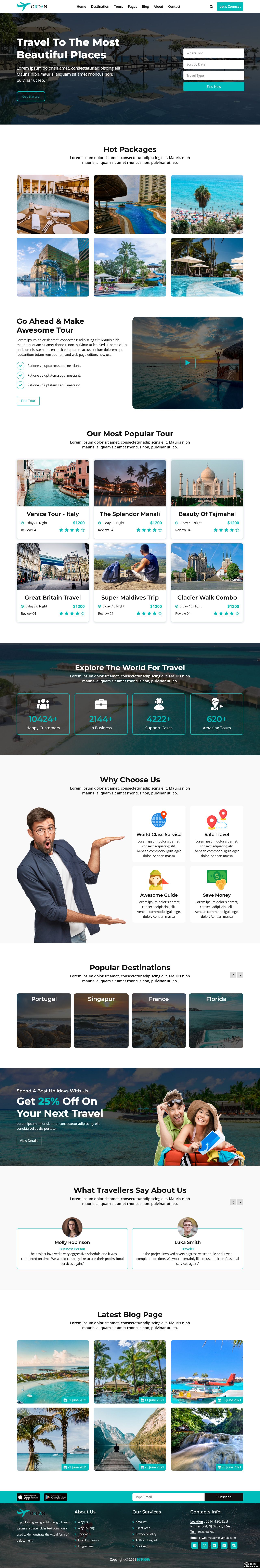 旅行世界探索网站模板-PC预览
