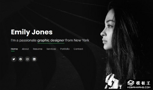 黑色设计师简历响应式网页模板