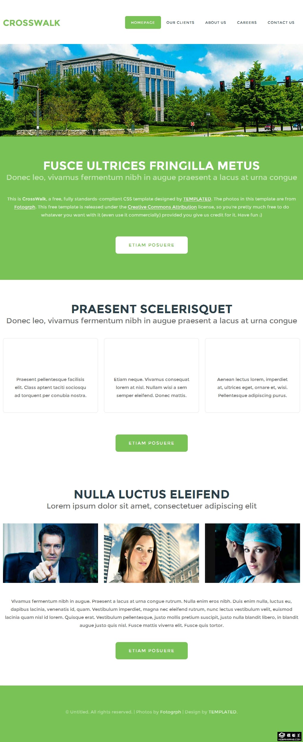 绿色人行横道列表网页模板